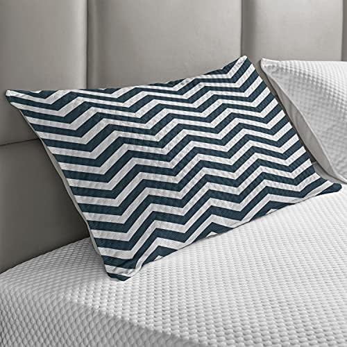 AMBESONNE NAVY Quilted jastuk, zigzag Chevron geometrijski dizajnerski dizajner morski valovi inspirirani umjetnički otisak, standardni