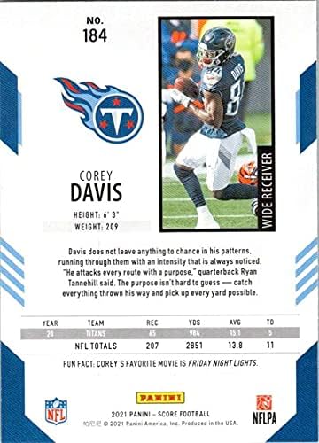 Corey Davis 2021 Ocjena 184 Nm + -MT + NFL Football Titans