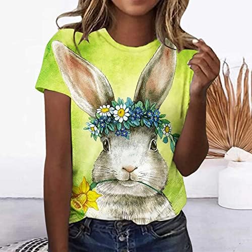 Divertido Conejo Pascua Camiseta Ropa Damas Lindo Manga Corta Blusa Camisetas Moda Verano Cuello Redondo Tops Suelta