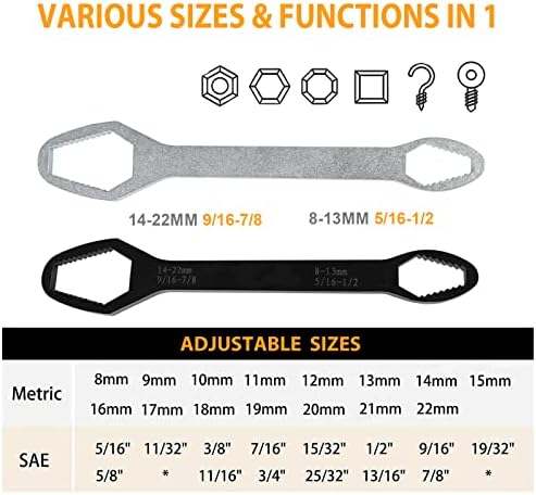 Bamugoo univerzalni Torx ključ, 2 kom 8-22mm univerzalni ključ, dvostruki alat za Samozatezanje univerzalnog ključa, podesivi ključ,
