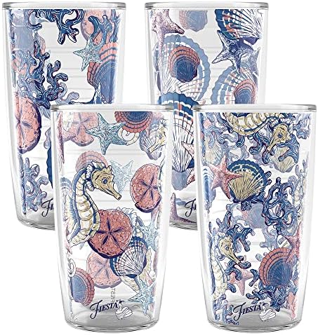 Tervis Fiesta Reef Life Made in USA izolovana čaša sa dvostrukim zidovima drži pića hladna & vruća, 16oz - 4pk, različita