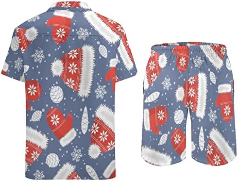 Weedkeycat božićni šeširi i rukavice muške plaže odijelo 2 komada Havajska gumba dolje majica kratkih rukava i kratkih kratkih ručica