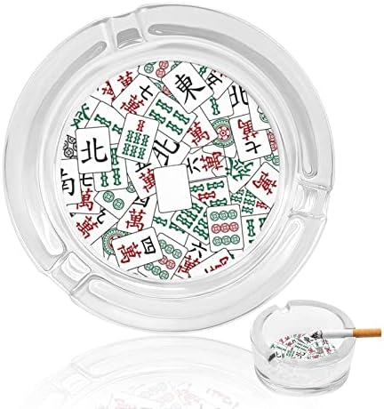 Kineski mahjong uzorak staklene pepeo za cigarete otporne na vjetropstvo za smeće mogu tiskati Fancy ash ladice za kućnu kancelariju