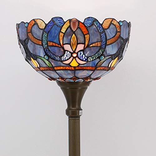 Werfactory Tiffany podna lampa plava ljubičasta Cloud Vitražno svjetlo 12x12x66 inča stub Torchiere stojeći ugaoni baklja Uplight