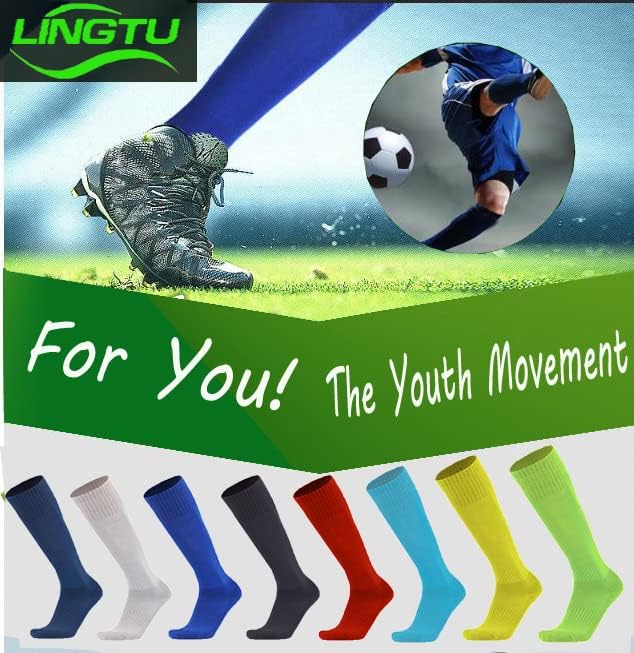 Lingtu Unisex Atletski konac Visoka kompresijska kompresija pune cijevi Soccer Nogomet Sportske čarape 3/12 pari za dječje mlade osobu