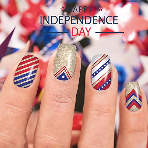 12 listova 4. jula naljepnice za omatanje noktiju, Dan nezavisnosti pune trake lakova za nokte, Dan sjećanja DIY samoljepljive naljepnice