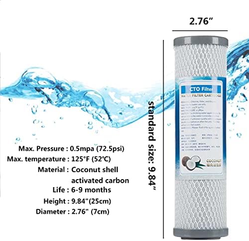 SWALLE 10 x 2,5 CTO filter za zamjenu CTO vode odgovaraju standardnim 10 inčnim sustavima vode za cijelu kuću