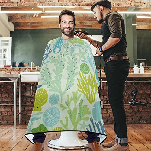 Visesunny Barber Cape Coral Shell Seahorse poliesterska rezanje kose salon za rezanje kape za pregača antistatička frizura za brijanje
